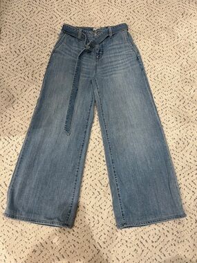 Liverpool Light Blue Wide-Leg Jeans with Self Tie